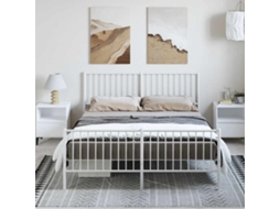 Estrutura De Cama Com Cabeceira E Pés 150x200 Cm Metal Branco