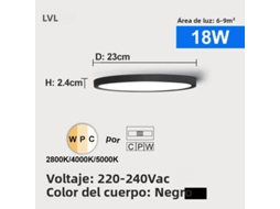 Luminária de Teto Led Moderna com Padrão de Madeira Dourada. MDUG (preta, 18w)