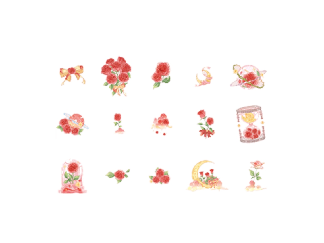 Adesivos de Decoração para Manual Temáticos Florais Românticos Rosas Vermelhas