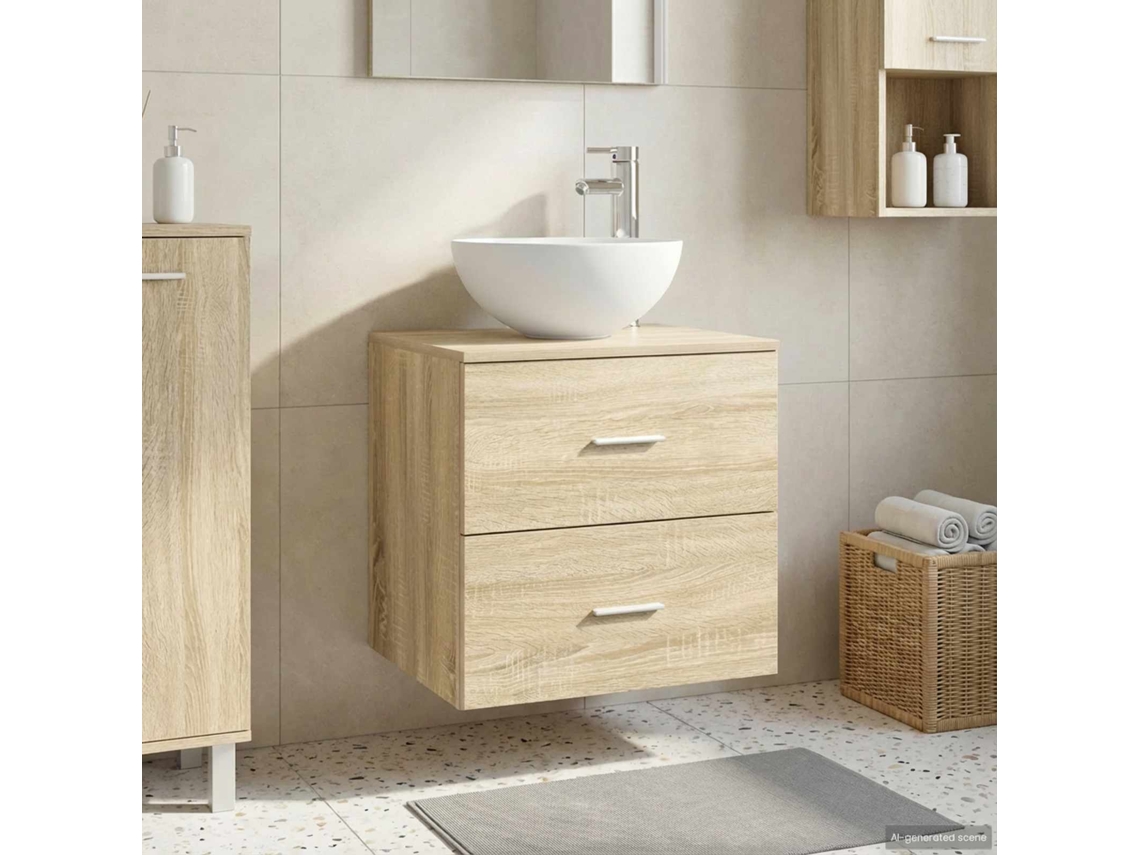 Vidaxl Vaidade Com Pia Suspensa Carvalho Sonoma 49,5 X 41 X 64,5 Cm