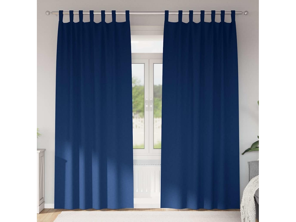 Vidaxl Cortinas Blackout Com Argolas 2 Pcs Azul Escuro 245 X 140 Cm