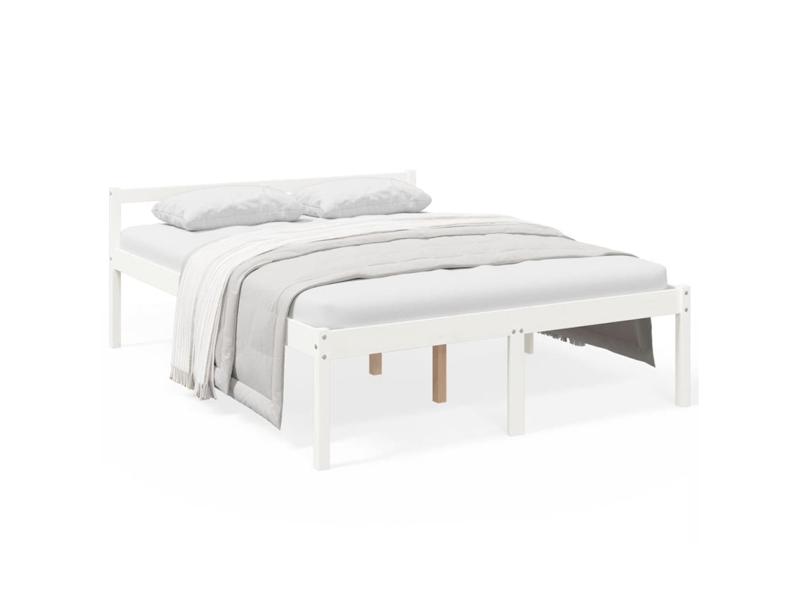 Cama para Idosos 160x200 Cm Pinho Maciço Branco MAISON EXCLUSIVE