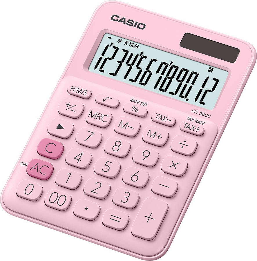 Calculadora Básica CASIO MS20UCPK Rosa (12 dígitos)