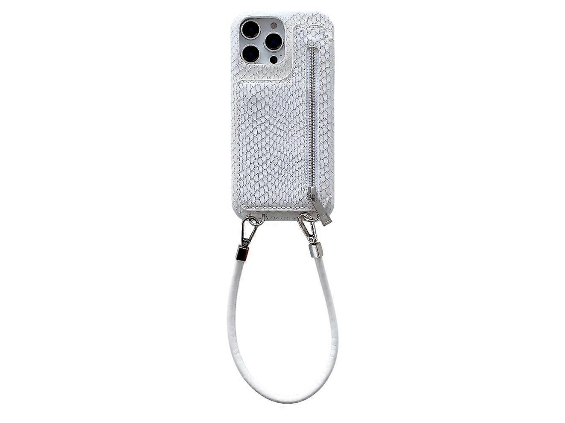 Capa Com Zíper E Porta-cartões Compatível Com Iphone 15 Pro Max, Textura De Cobra, Pu Capa Traseira De Pc Com Cordão