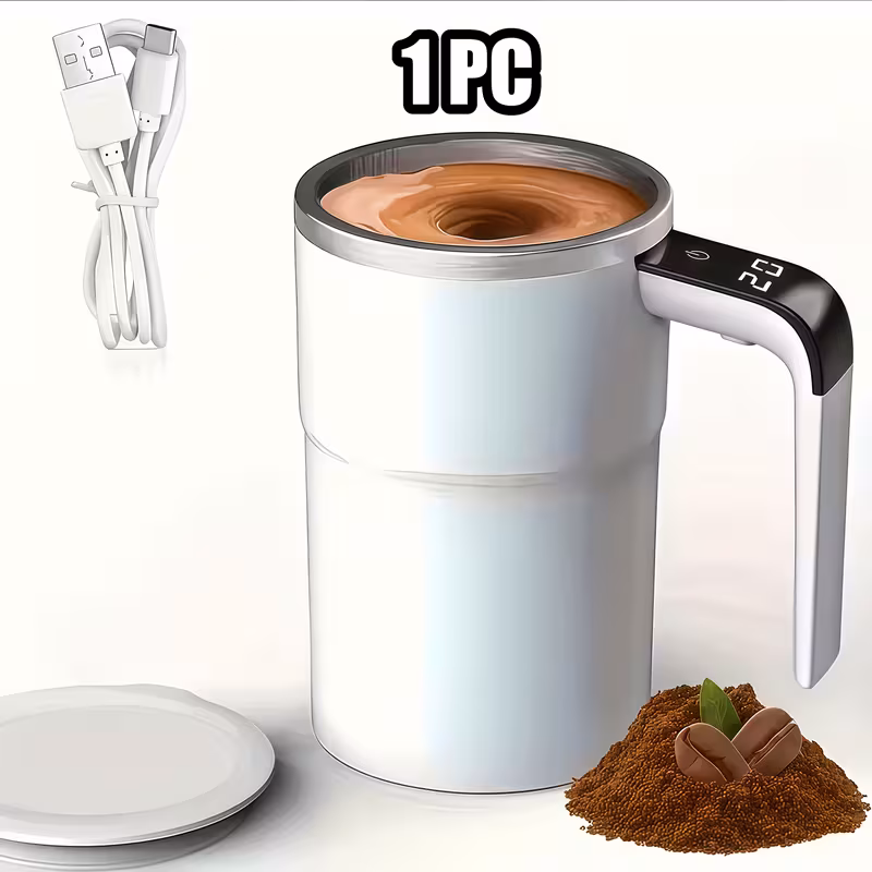 Copo De Café Elétrico Usb Com Agitador E Controle De Temperatura Bateria, Aquecimento E Mistura Automática Rosae