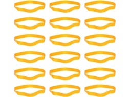 28 elásticos longos amarelos, de alta elasticidade e toque confortável, ideais para uso prático fora da mesa.