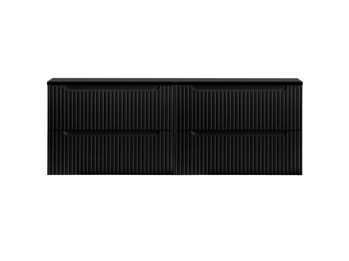Móvel de casa de banho para lavatório duplo Newport com 4 gavetas MDF 160x60x40 cm - Preto