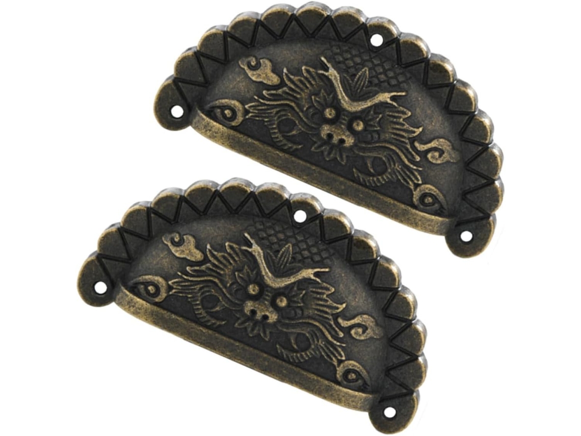 Abaodam Conjunto De 2-puxadores Vintage Em Cobre Para Cômoda Com Acabamento Retrô, Puxadores Fáceis De Limpar Para