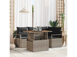 Vidaxl Conjunto de Sofá de Jardim 5 Pcs Cinzeto Rattan Sintético