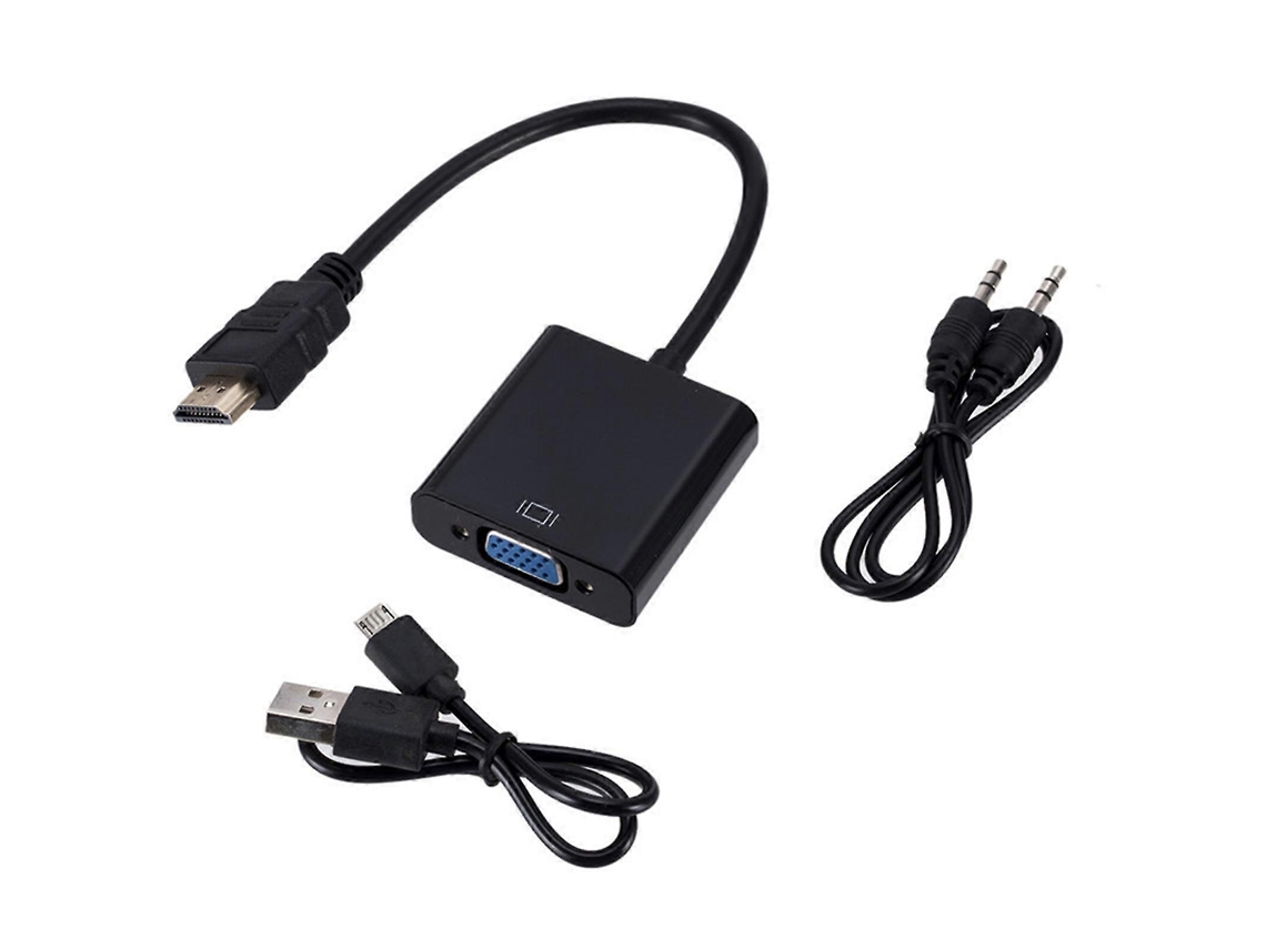 Cabo Adaptador Compatível Com Hdmi Para Vga, Conversor Macho Para Fêmea, Com Cabos De Áudio E Vídeo Para Tvs.