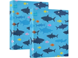 Blue Ocean Silhuetas De Peixes Desenho Animado 1, 5-polegadas Escola, 3-argolas Pasta Com Sacos, Pacote Com 1 2-paste