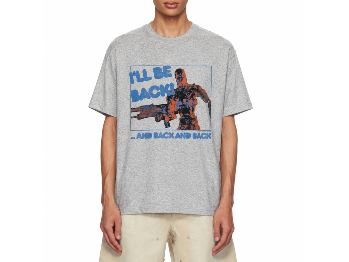 Rockinstone Terminator Be Back Heather Gray Adult T-shirt Size:l