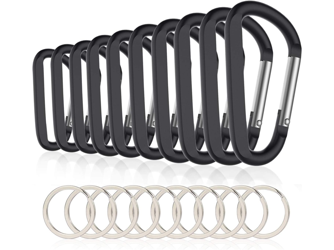 Conjunto De 10 Mosquetões 3/8 Cm, Primeira Qualidade, Com Argola Em D