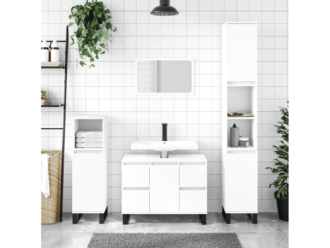 Vidaxl Armário Casa De Banho 30x30x100 Cm Derivados De Madeira Branco
