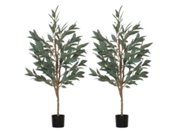 Conjunto De 2 Plantas Artificiai Seda Cor Verde Ø15x150 Cm Homcom