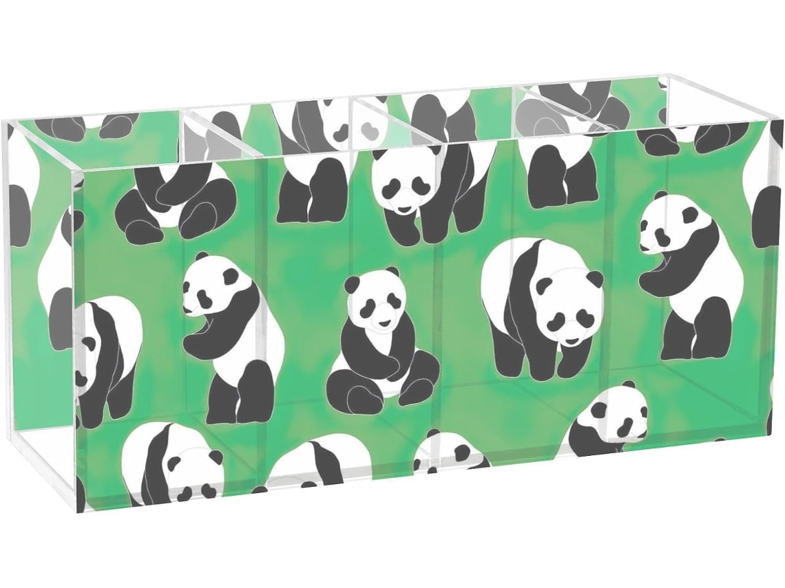 Porta lápis para Professor em Acrílico Transparente Frodotgv Design de Panda Verde 20 X 6,3 9 Cm Resistente