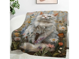 Manta com Estampa de Leão e Gato Margaridas 100x130 Cm Multifuncional Macia Aconchegante em Flanela Ideal para