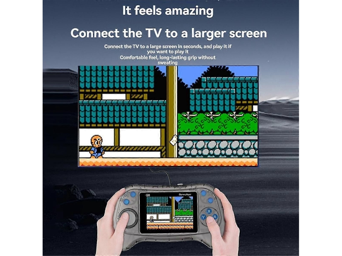 Console de Jogos Portátil GOKOCO Q8 com Tela 3 Polegadas 800 Clássicos Retrô para TV