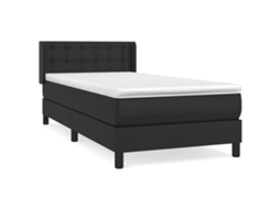 Cama com Molas e Colchão Tecido Couro Artificial Preto MAISON EXCLUSIVE (80x200 cm)