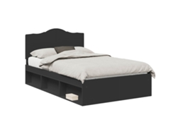 Cama De Casal | Camas Para Quarto | Estrutura Da Cama Preto 135 X 190 Cm Madeira De Pinheiro Sólida