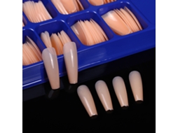 100 unidades/caixa de unhas postiças bailarina em formato de caixão com camada completa, 10 tamanhos disponíveis, conjunto completo para nail art faça você mesma