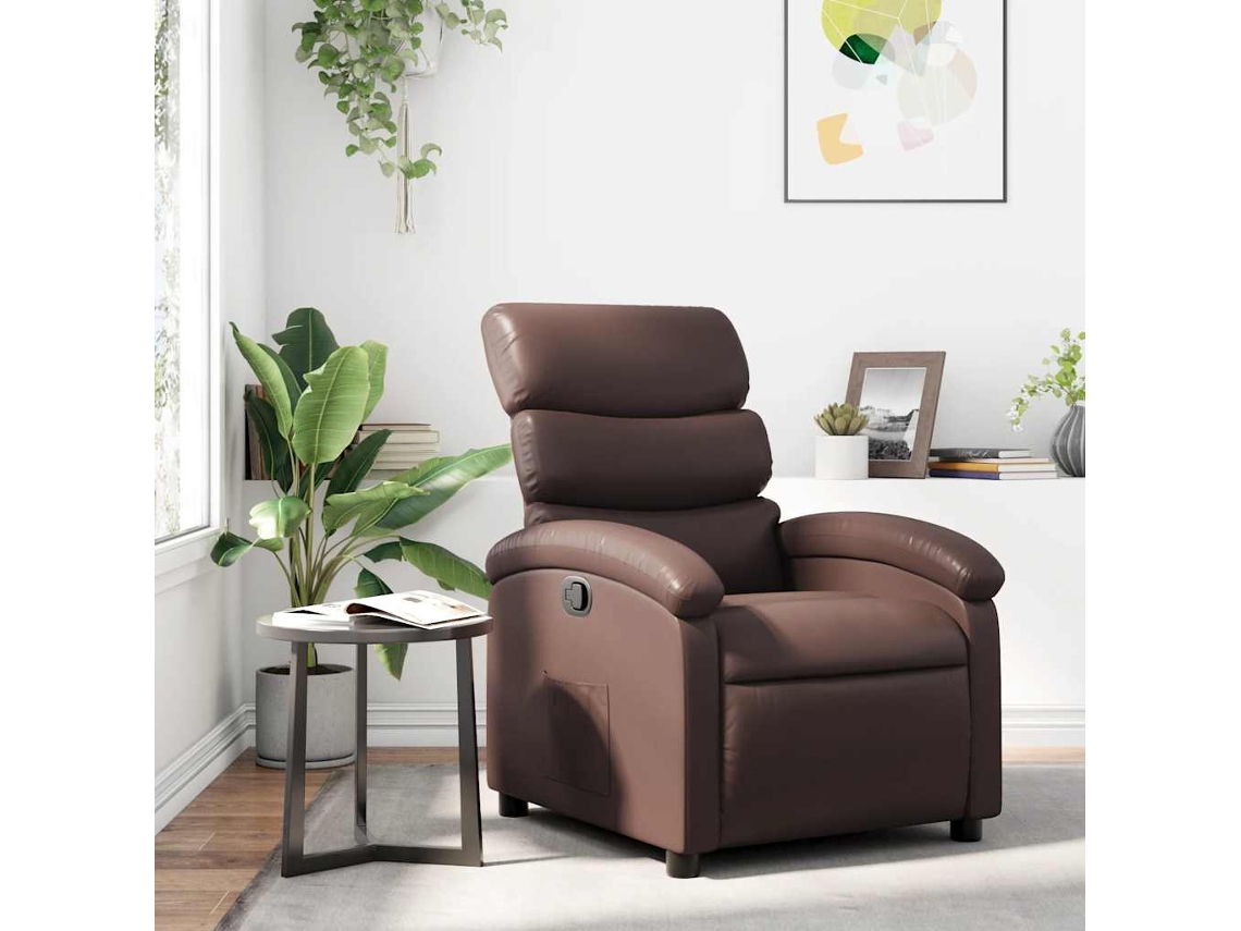 Vidaxl Poltrona Reclinável Couro Artificial Castanho