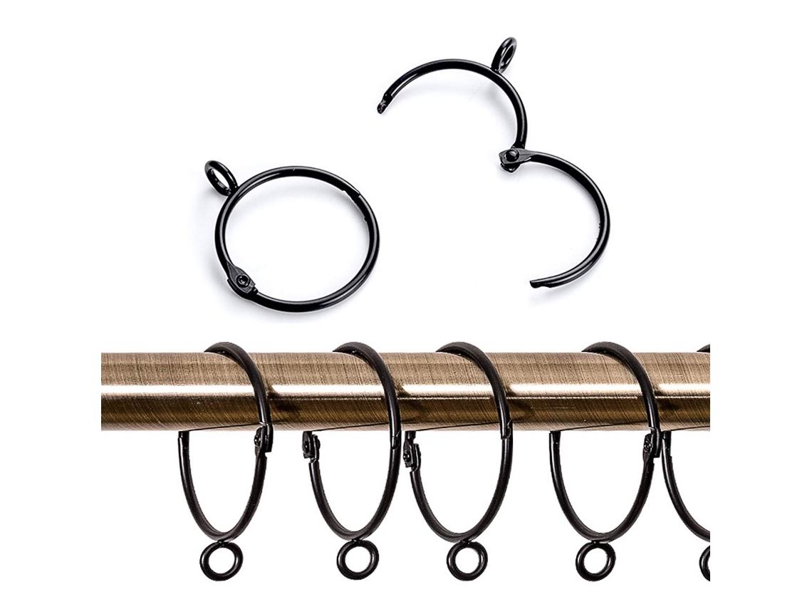 Conjunto De 20 Argolas Metálicas Para Cortina, Modelos Abertos E Fechados, Para Pendurar Cortinas E Varões, Com 50 Mm De Diâmetro Interno(pretas)