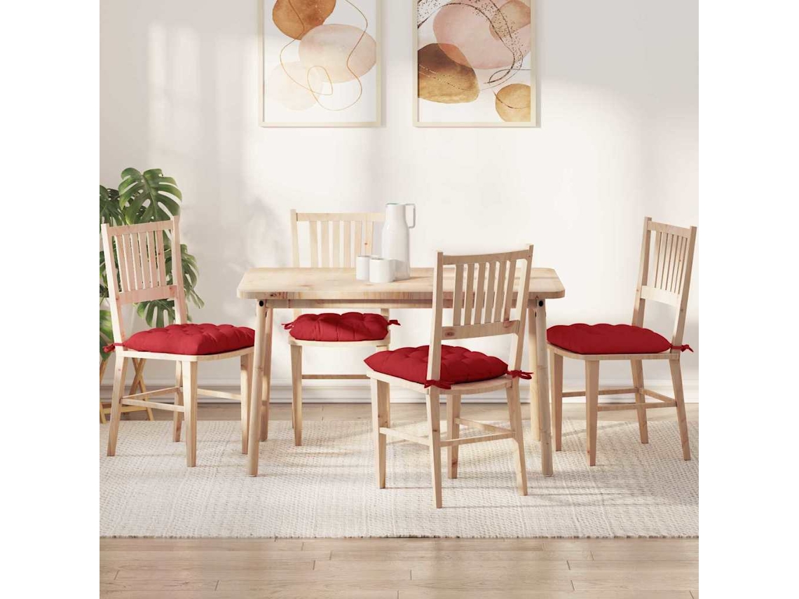 Vidaxl Almofadas De Assento 4 Pcs Vermelho 40 X 40 X 6 Cm Tecido