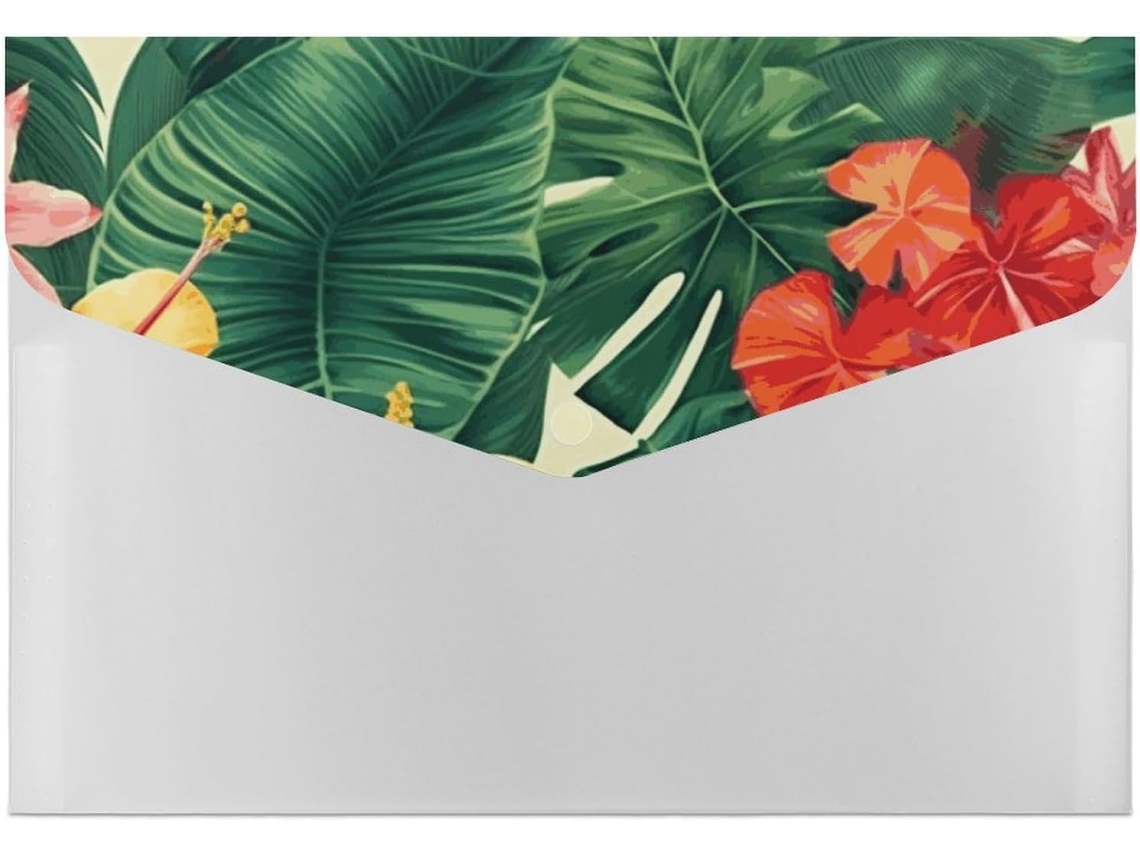Pasta Portátil Com Estampa De Folhas E Flores Tropicais, Resistente À Água, À Prova De Umidade, Durável E De Longa