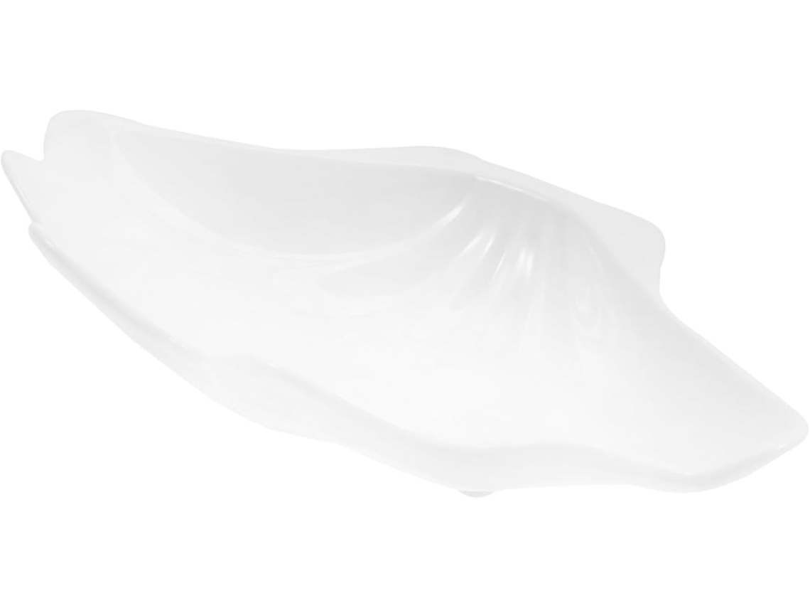 Prato de Servir em Cerâmica Branca em Formato de Concha, 25 Cm , Ideal para Frutas e CHABERLU (10 Polegadas)
