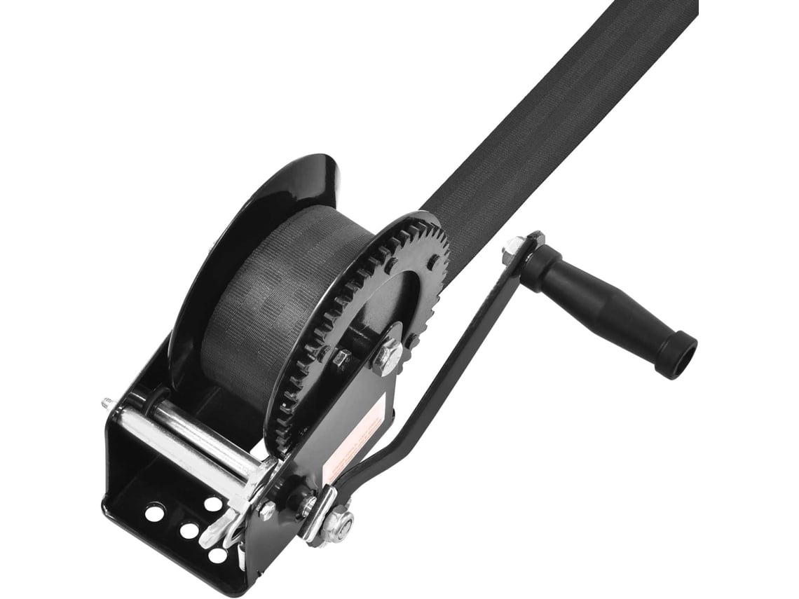Guincho Manual com Capacidade de Tração 1500 Libras, para Reboque Barco, Manivela Resistente Correia Poliéster 10 M e Catraca Bidirecional, Reboque