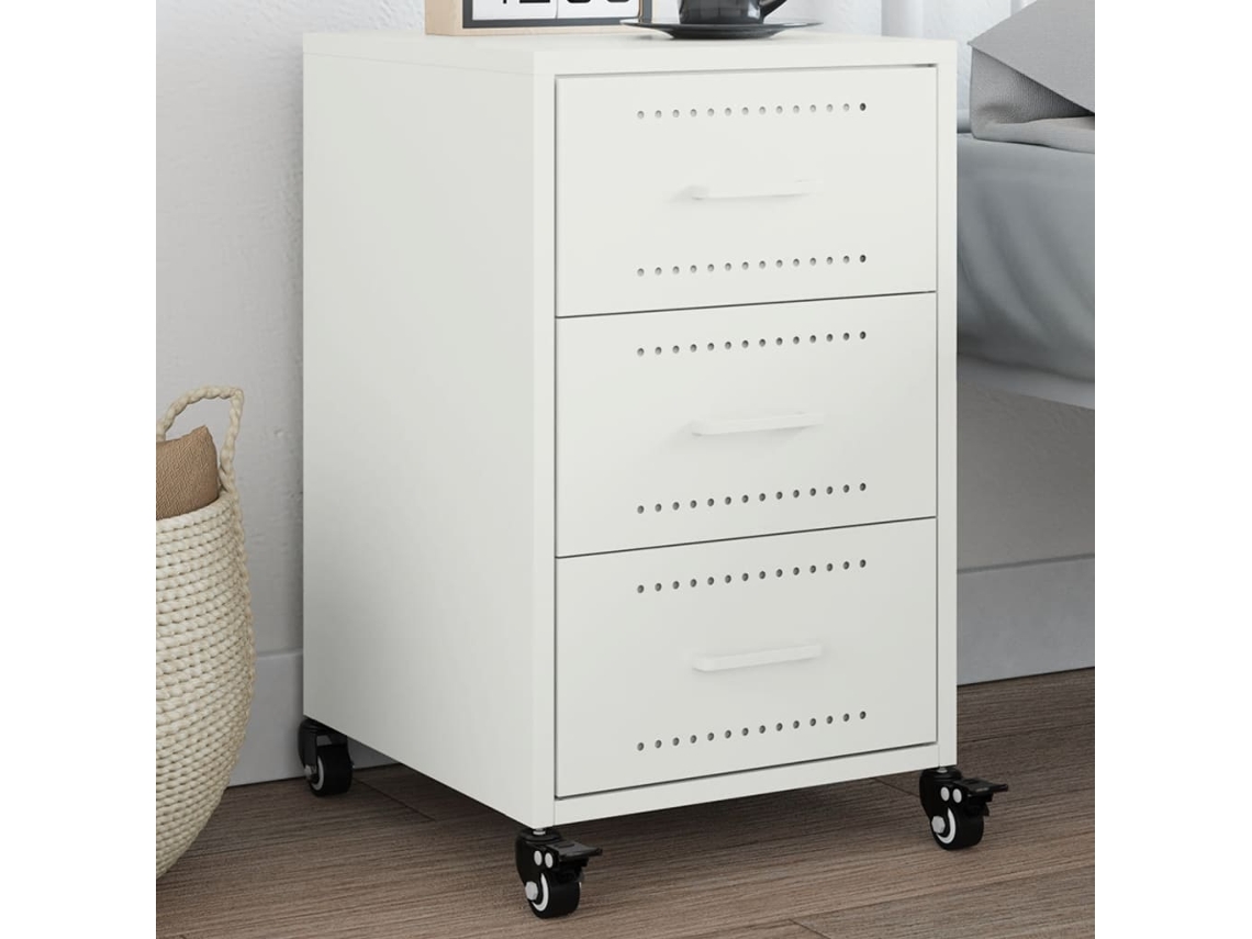 Vidaxl Mesa De Cabeceira 36x39x59 Cm Aço Branco