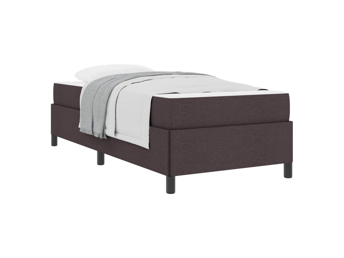 Cama De Solteiro | Camas Para Quarto | Cama Box Marrom Escuro 100 X 200 Cm Tecido