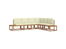 Maison Exclusive - Conjunto De Sofás Para Exterior 6 Peça Natural E Creme