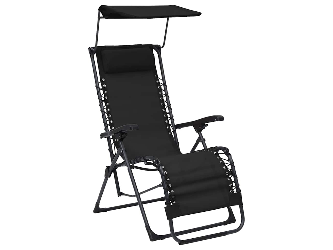 Vidaxl Cadeira De Pátio Dobrável Textilene Preto