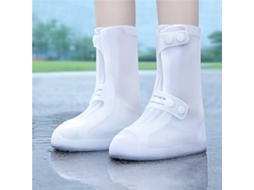 Brancoxlxanes 1 Par Capas Impermeáveis Silicone Botas Cano Alto Antiderrapantes Protetores Calçados Ciclismo Ar Livre Reutilizáveis