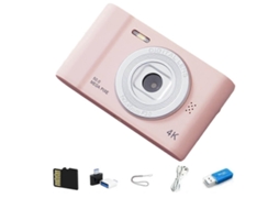 Câmera Digital 4k Hd Para Fotografia, Viagem, Selfie, Câmera, 2,4 Polegadas, Mini Câmera Retrô, Rosa Brilvibera