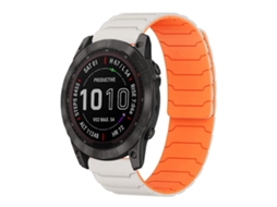 Bracelete Para Garmin Fenix 8 / 7x / 6x / 5x (26mm) - Silicone Magnético Laranja Starlight