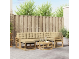 Vidaxl Conjunto De Sofás Para Exterior 7 Pcs Branco E Bege