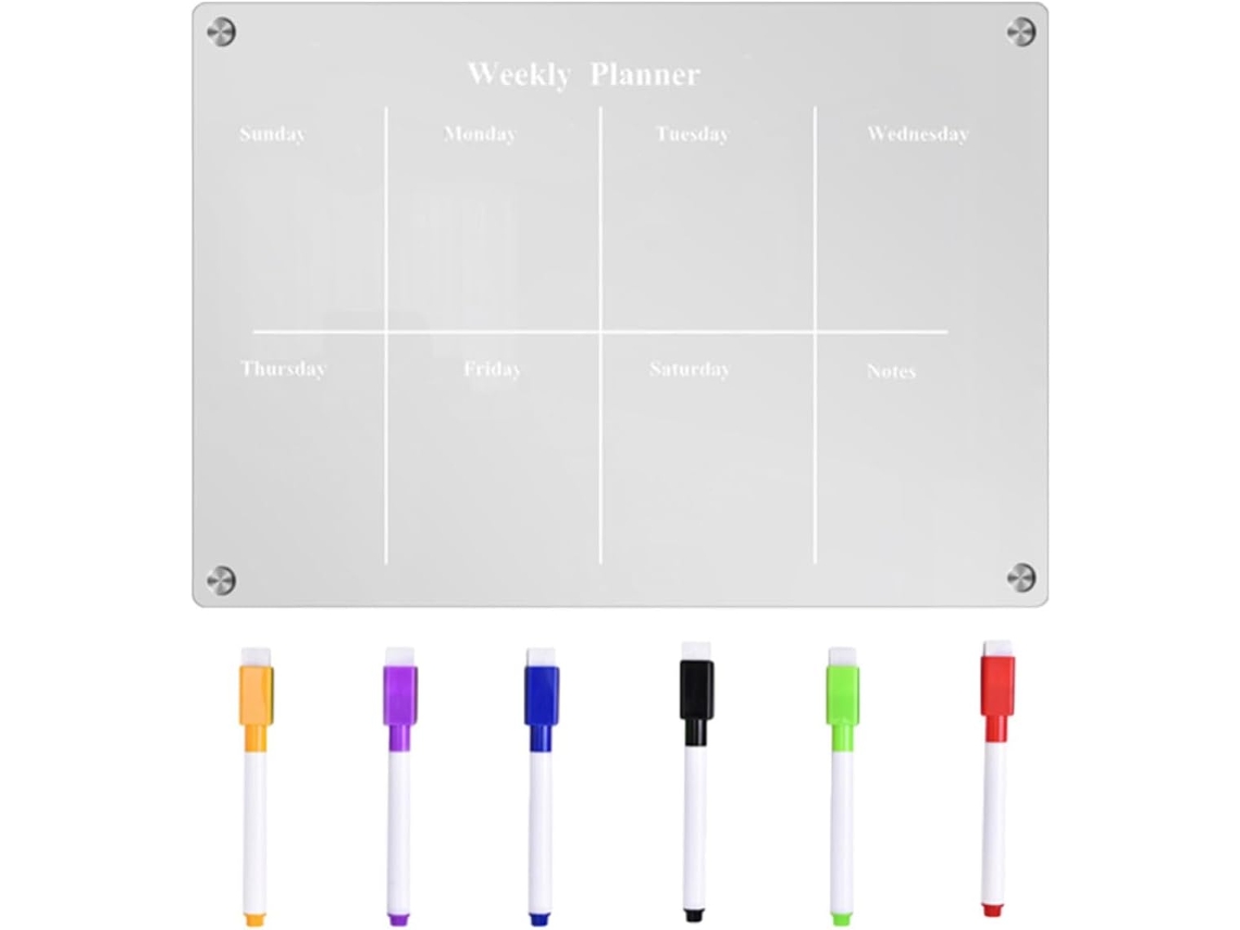 Tableau Blanc Com Stylo Aimanté Effaçable À Sec En Acrylique Magnétique Pour Planification Quotidienne Et