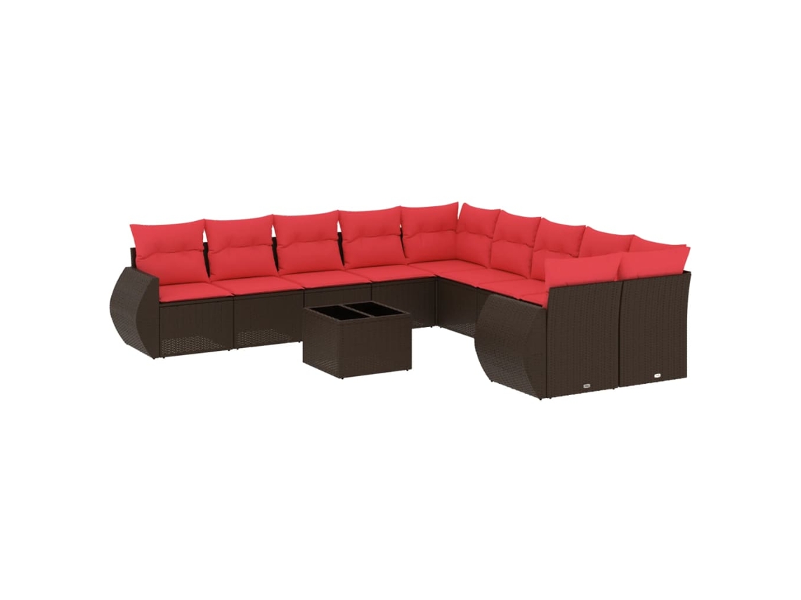 Conjunto de Sofá de Jardim, 11 Peças, Almofadas, Rattan Preto MAISON EXCLUSIVE