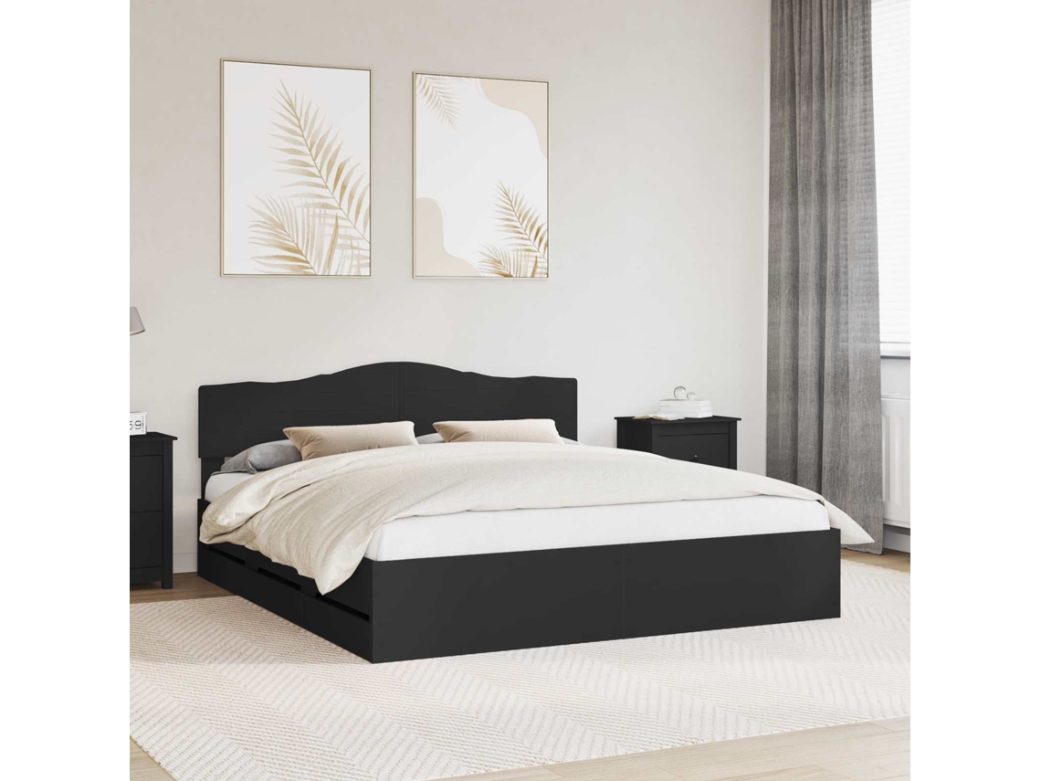 Vidaxl Estrutura Da Cama Preto 180 X 200 Cm Madeira De Engenharia