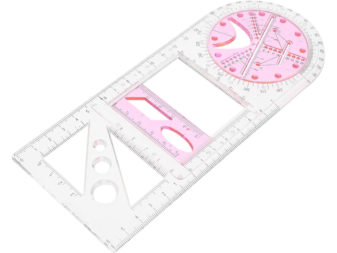 Régua Geométrica De Plástico Rosa Claro Coheali Com Escala