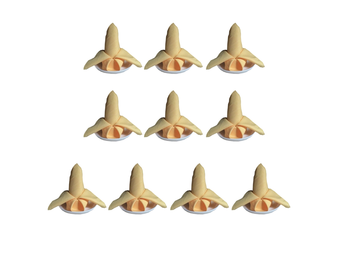 10 Guardanapos de Tecido de Poliéster Guardanapos de Tecido Sólido Lavável de 48 X 48 Cm para Casamentos Festas Jantar de Férias Dourado