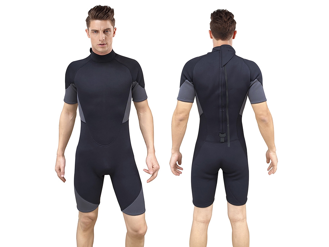 Traje de Mergulho Curto 3mm Neoprene Zip Costas Surf
