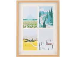 Porta Retratos Parede Madeira Natural 4 Painéis 15x20 Pendurar Decorativo Escritório Cm Mesa Uso Casa GOKOCO
