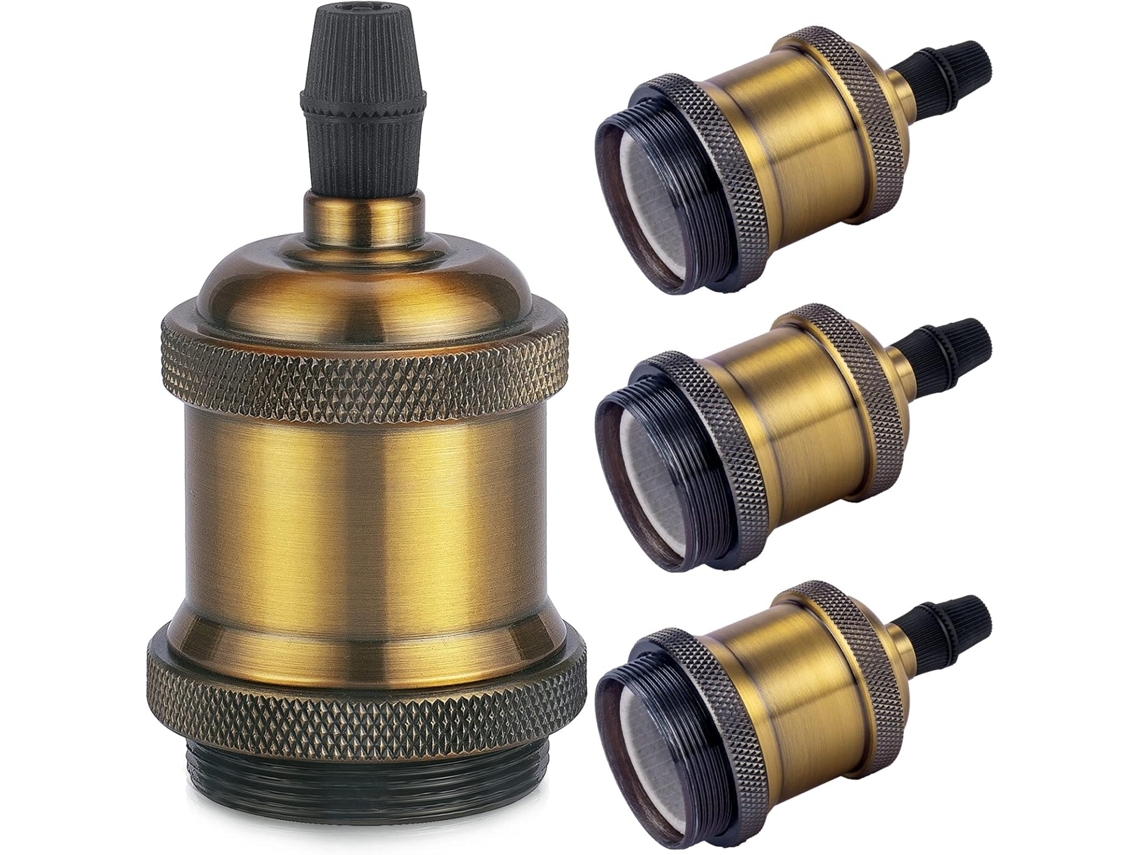 Soquete de lâmpada vintage E27 Luminária Suspensa Retro Edison Adaptador Latão Cerâmico Sólido 4 Peças *