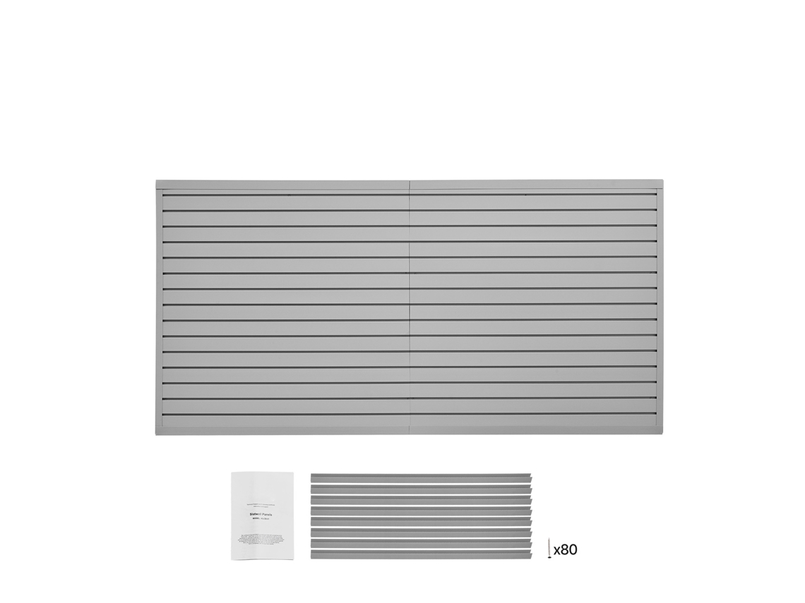 Painéis de Parede Ripas Pvc 1225 X 2450 20 Mm para Garagem com Acessórios, Painel Ajustável Estrutura Encaixe e Corte Armazenamento Exibição, Cinza