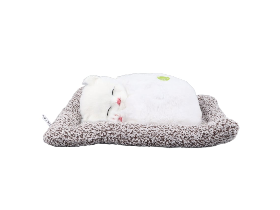 Figura de gato macio e resistente à cor, simulando pelúcia, ideal para decoração infantil. Branco.