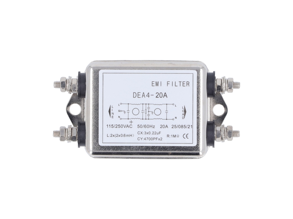 Filtro Emi Supressor de Ruído de Potência 2 Polos 1 Fase Ac 115v 250v 20a 50/60hz